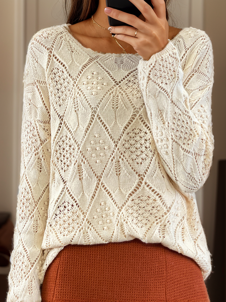 Damen Wolle/Stricken Unifarben Langarm Bequem Lässig Pullover