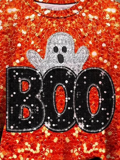 Retro Rundhals Halloween Sweatshirt Print