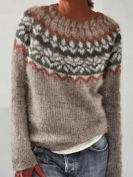 Damen Garn/Wollgarn Tier Langarm Bequem Lässig Pullover