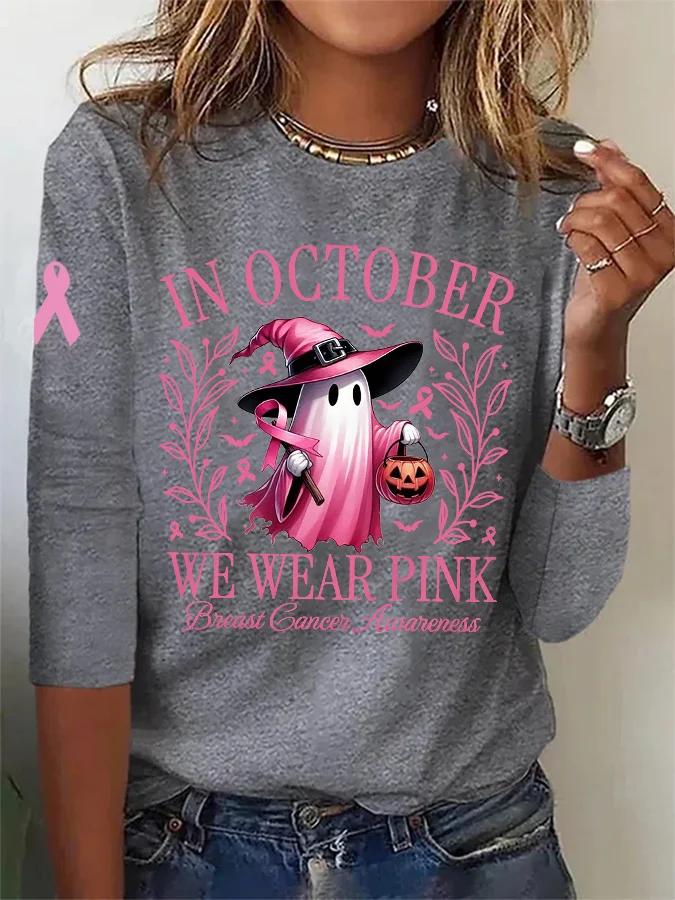 Rundhals Langarm Halloween Regelmäßig Weit Bluse für Damen