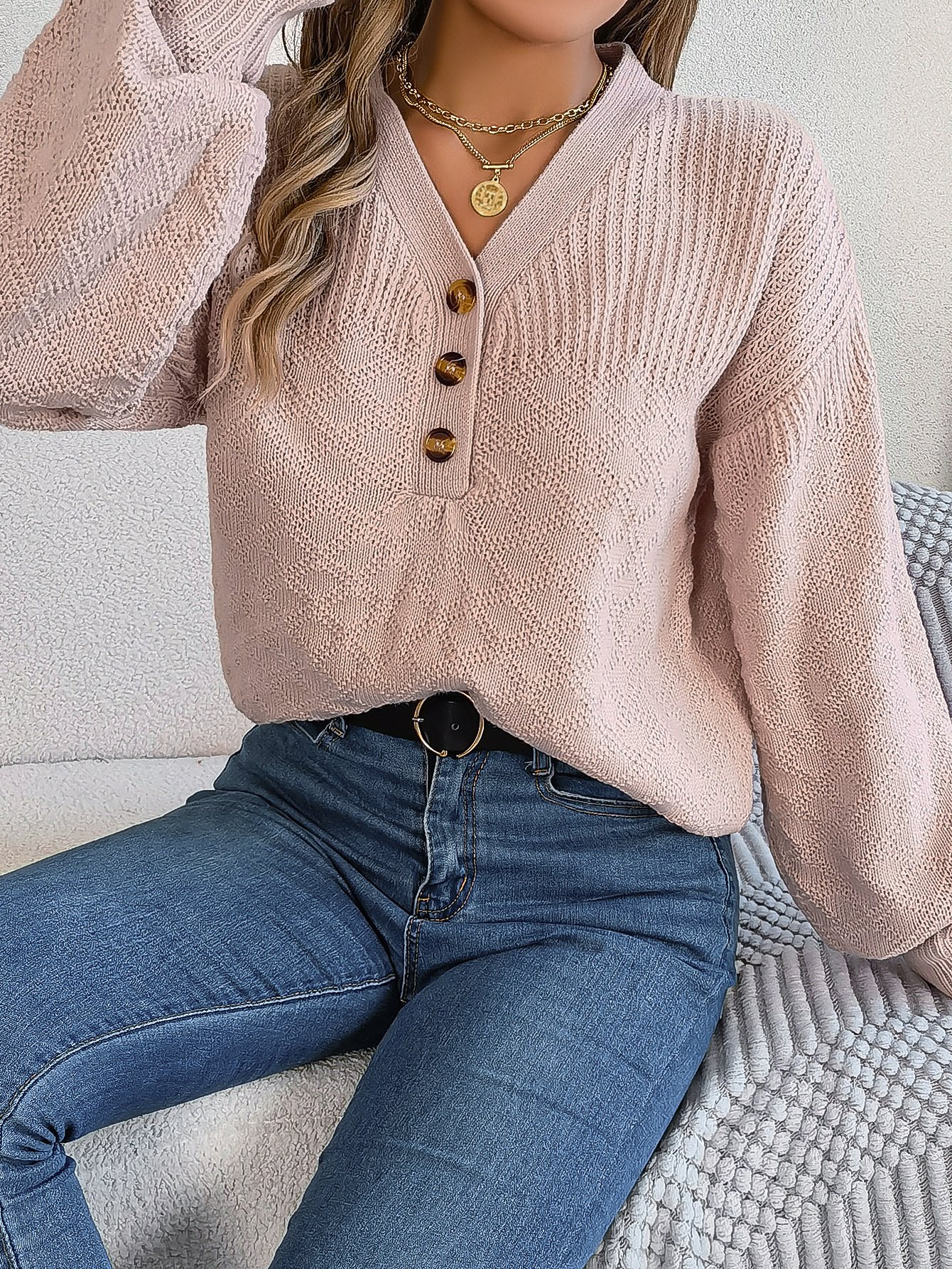 Damen Garn/Wollgarn Unifarben Langarm Bequem Lässig Pullover