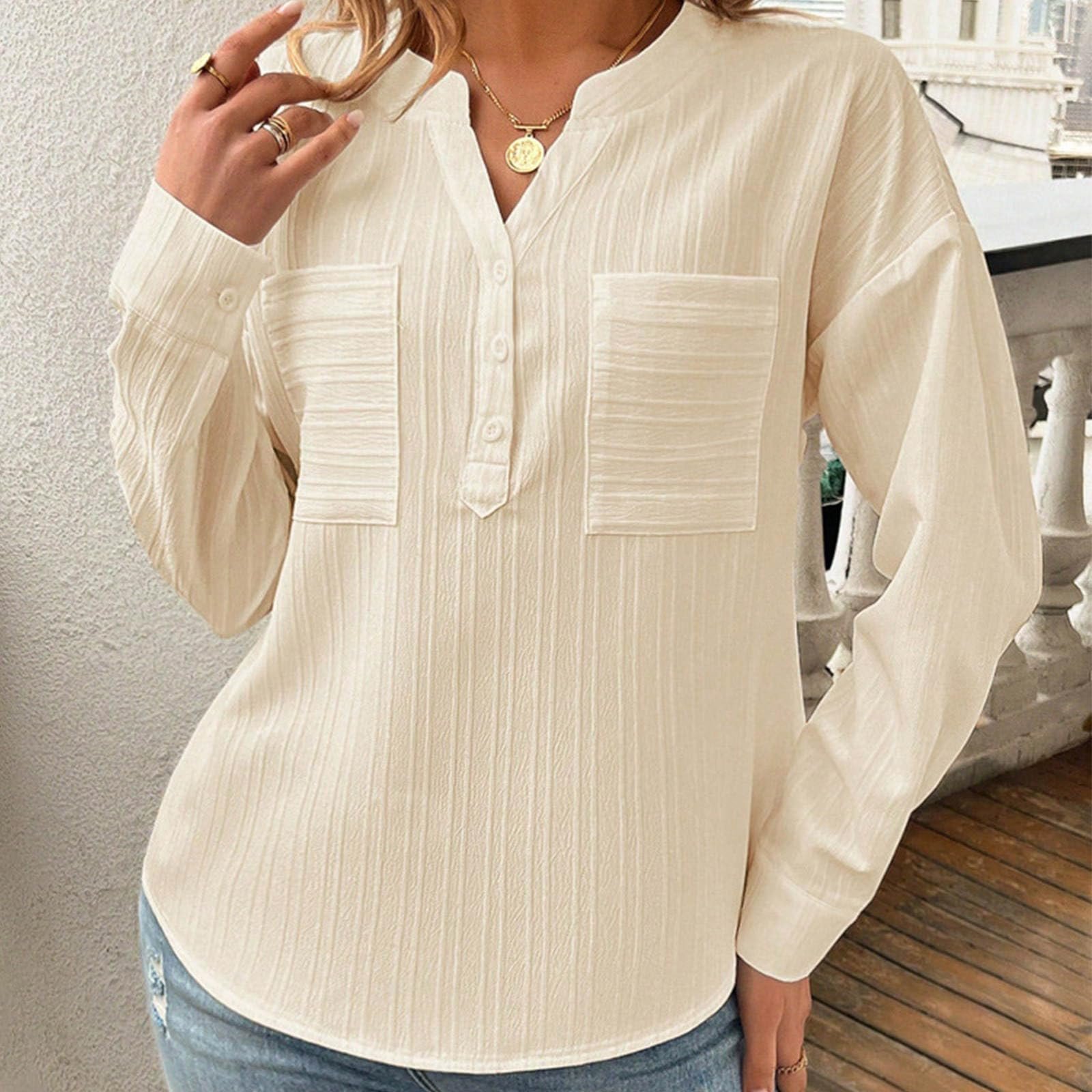 Stehkragen Langarm Unifarben Schnalle Regelmäßig Regelmäßige Passform Bluse für Damen
