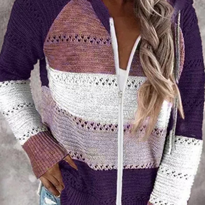 Damen Wolle/Stricken Gestreift Langarm Bequem Lässig Strickjacke