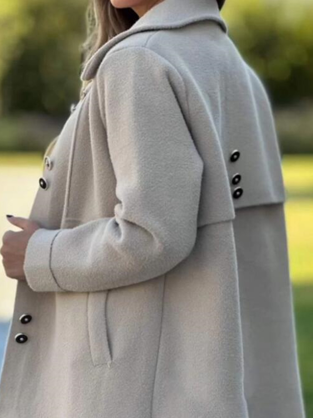 Damen Unifarben Schnalle Regelmäßig Weit Jacke