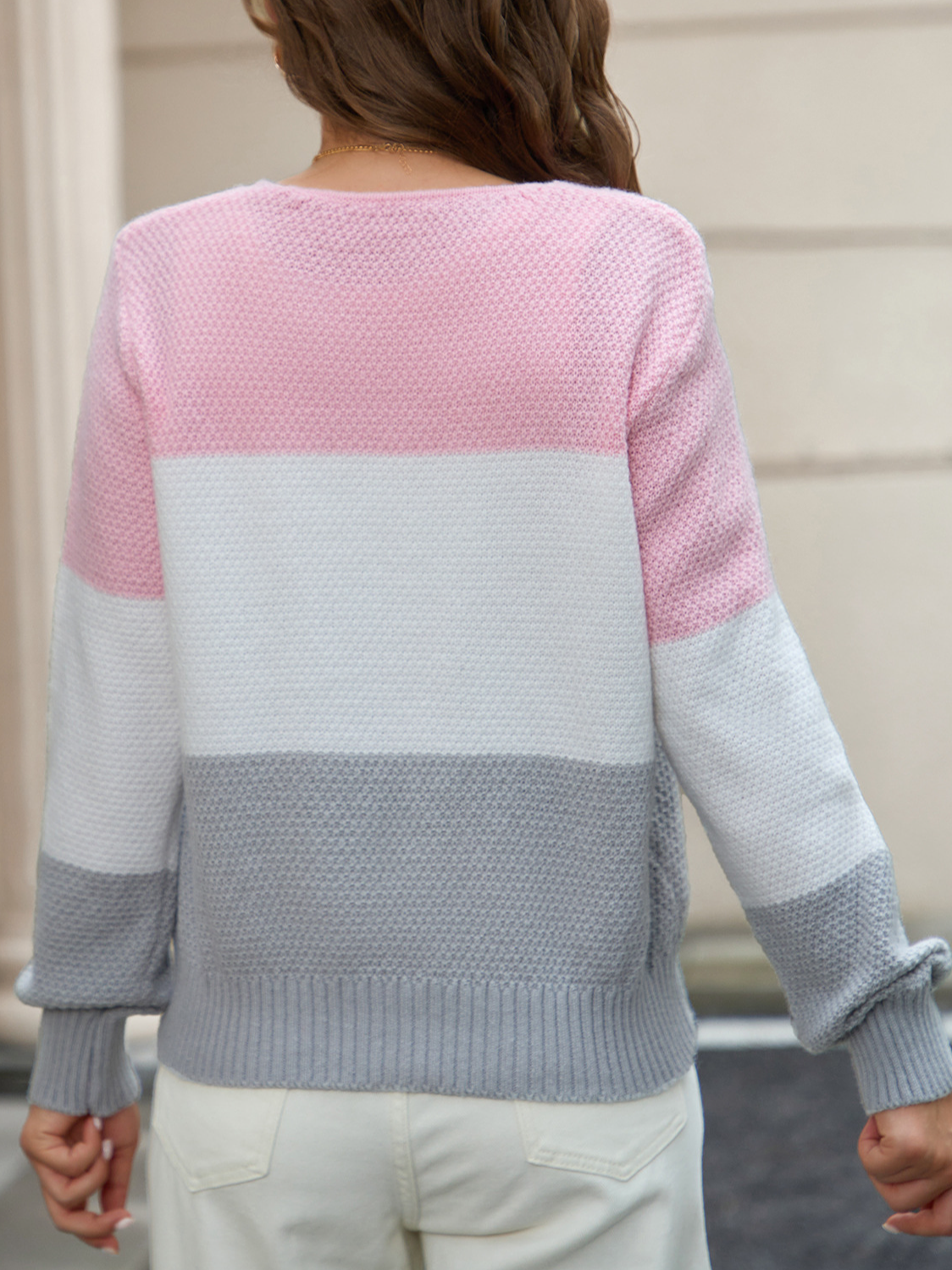 Damen Garn/Wollgarn Gestreift Langarm Bequem Lässig Pullover