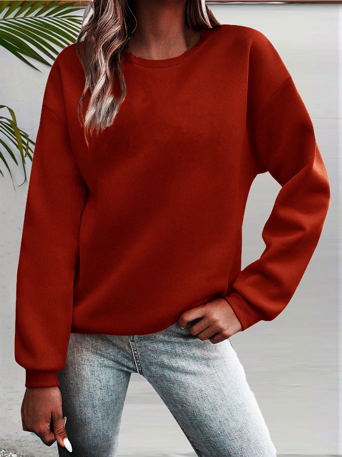 Lässig Rundhals Katze Sweatshirt