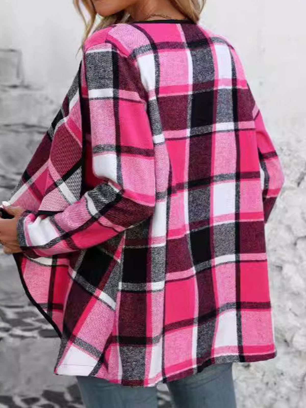 Damen Kariert Regelmäßig Weit Jacke