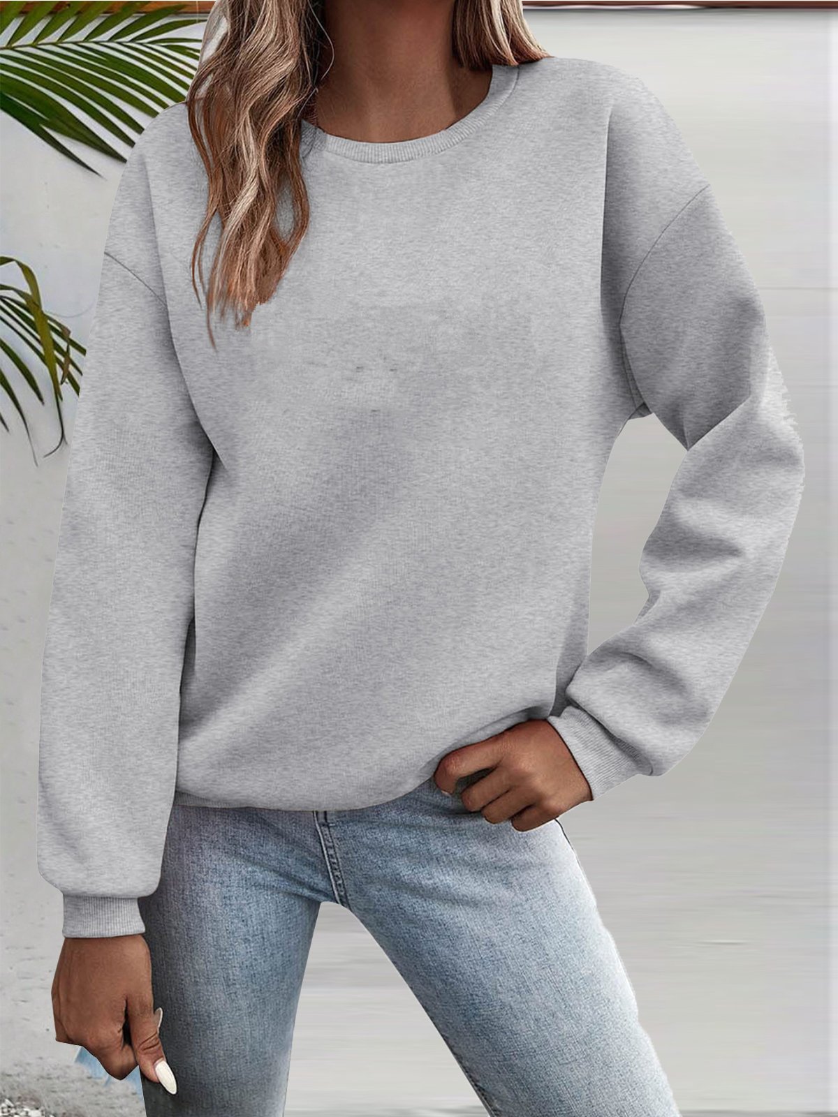 Lässig Rundhals Katze Sweatshirt