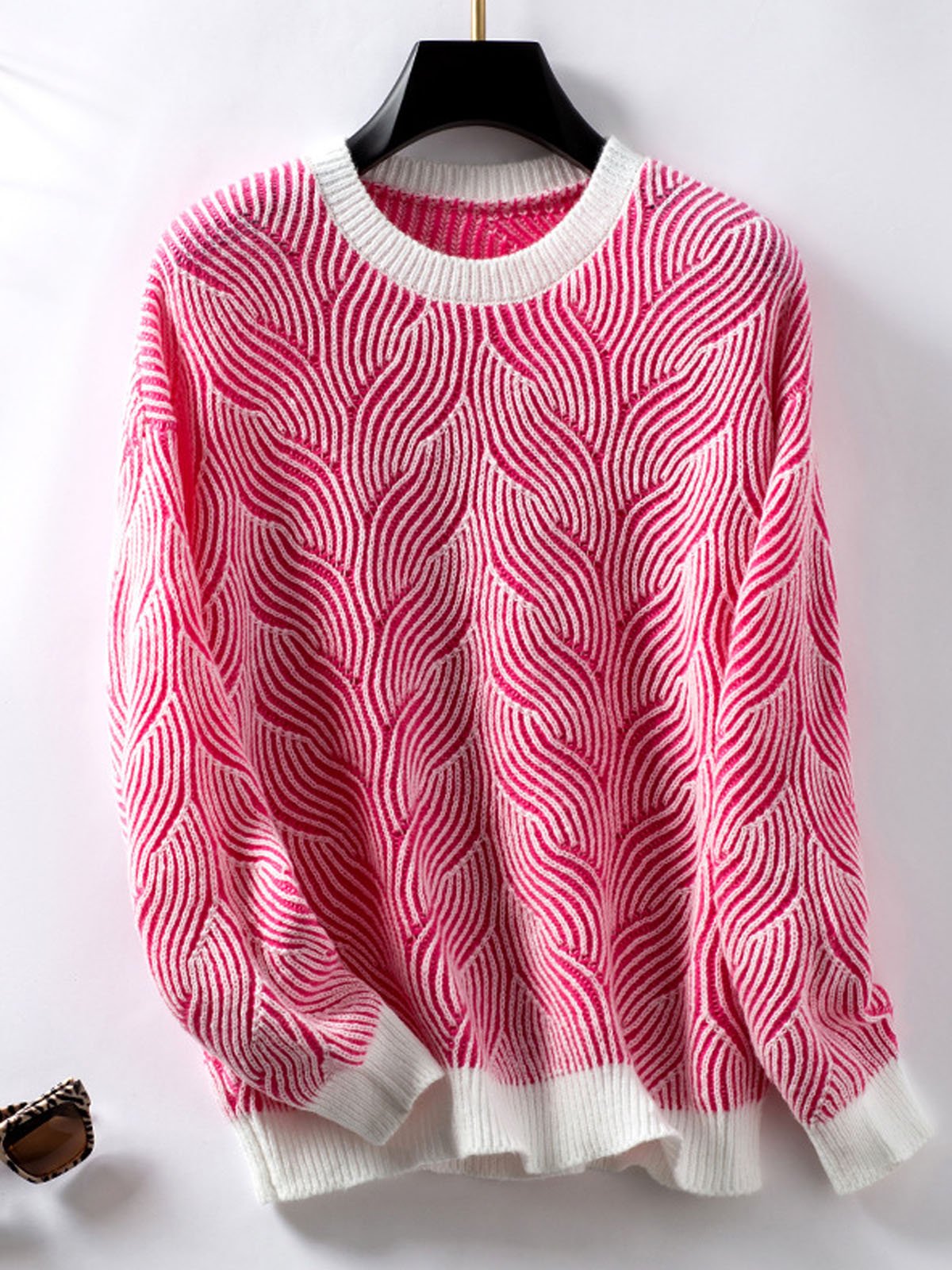 Damen Garn/Wollgarn Geometrisch Langarm Bequem Lässig Pullover