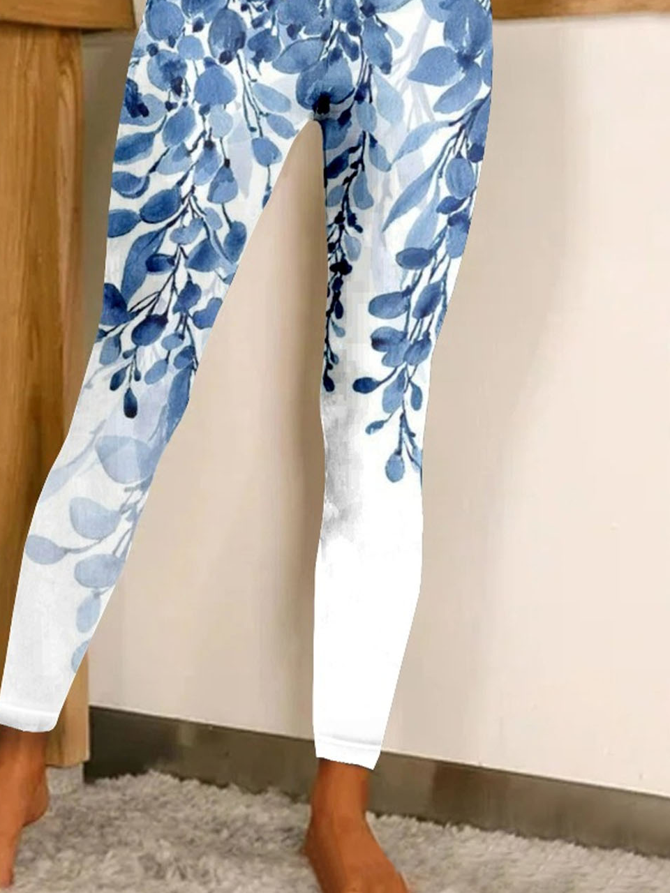 Lässig Blätter Lang Leggings