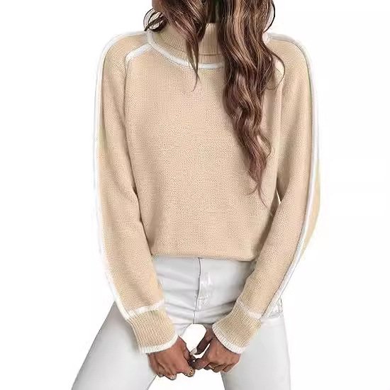 Damen Wolle/Stricken Unifarben Langarm Bequem Lässig Pullover