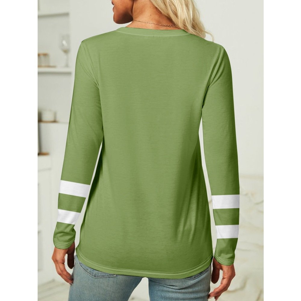 Rundhals Langarm 3d Drucken Regelmäßig Mikroelastizität Regelmäßige Passform Bluse für Damen