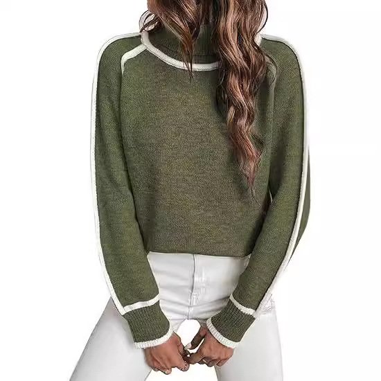 Damen Wolle/Stricken Unifarben Langarm Bequem Lässig Pullover
