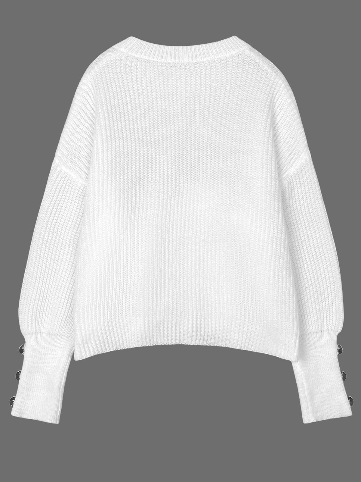 Damen Garn/Wollgarn Unifarben Langarm Bequem Lässig Schnalle Pullover