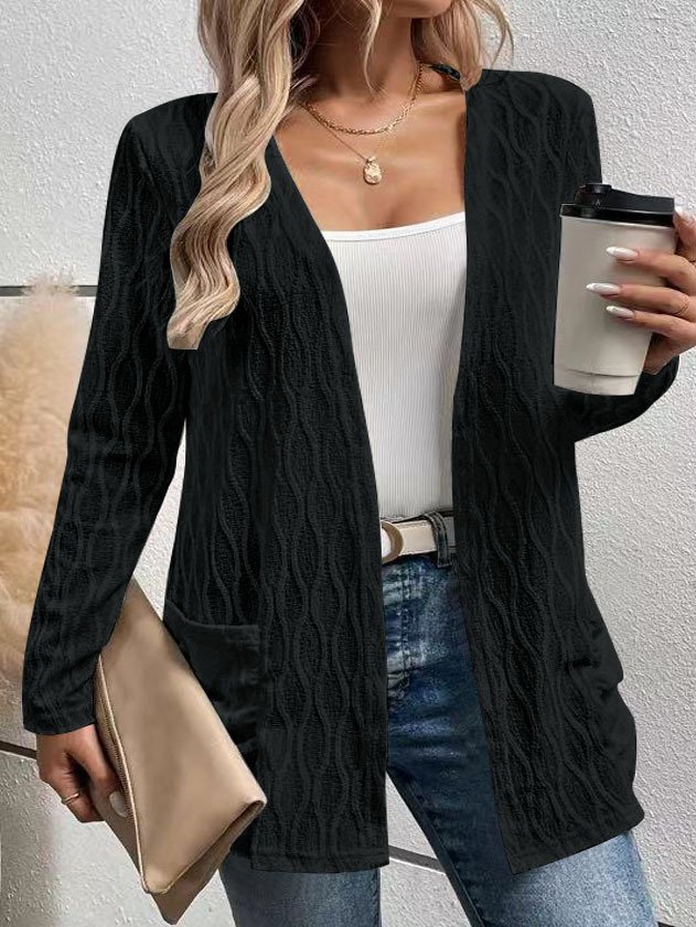 Damen Unifarben verdicken Weit Jacke