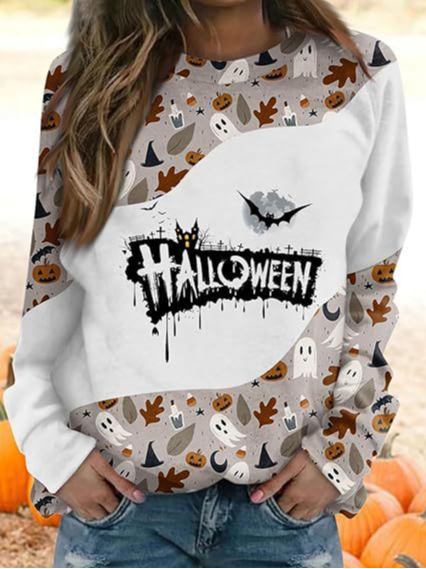 Lässig Rundhals Halloween Sweatshirt