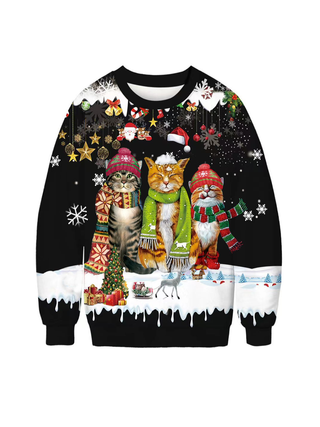 Lässig Rundhals Weihnachten Sweatshirt