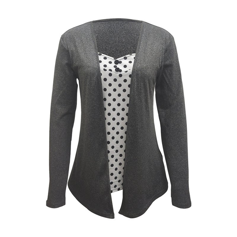 Stehkragen Langarm Polka Dots Regelmäßig Mikroelastizität Weit Bluse für Damen
