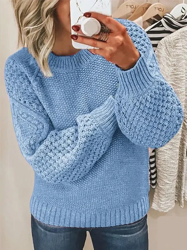 Damen Garn/Wollgarn Unifarben Langarm Bequem Lässig Pullover