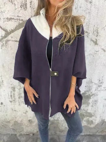 Damen Unifarben Mantel verdicken Weit Jacke