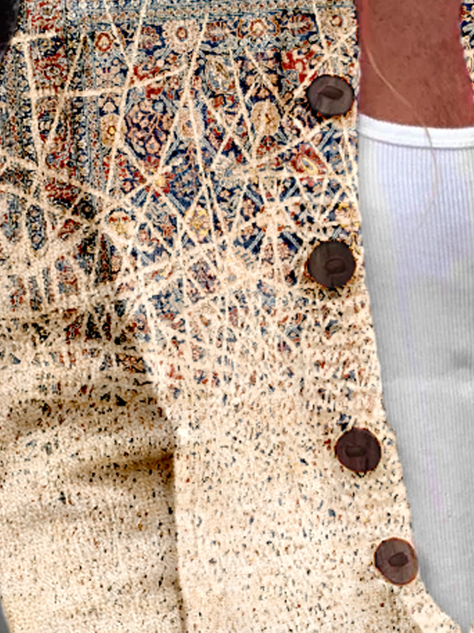 Damen Gestrickt Abstrakt Grafik Langarm Bequem Lässig Strickjacke