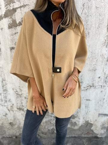 Damen Unifarben Mantel verdicken Weit Jacke