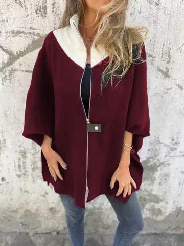 Damen Unifarben Mantel verdicken Weit Jacke