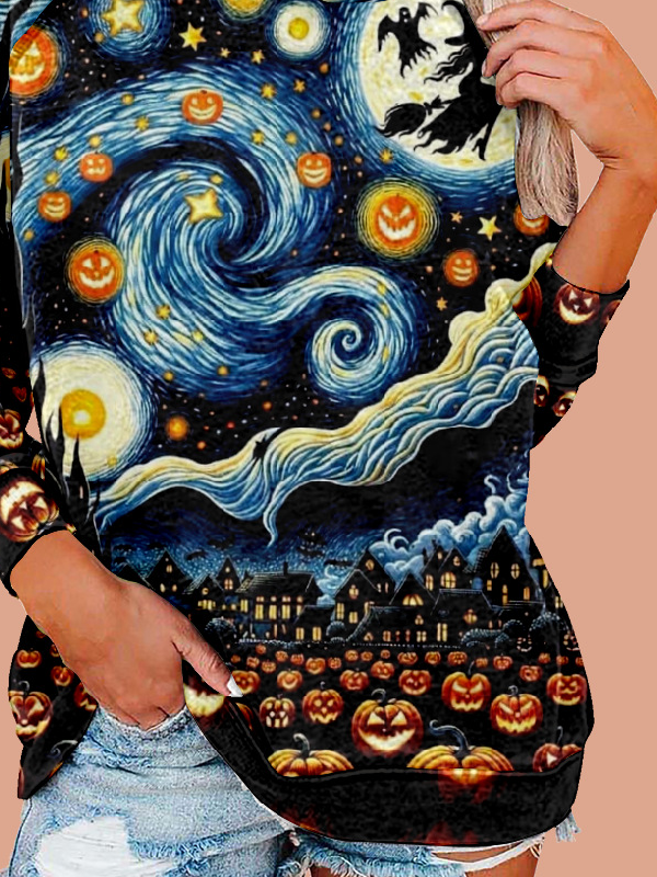 Lässig Kapuze Halloween Sweatshirt Reißverschluss