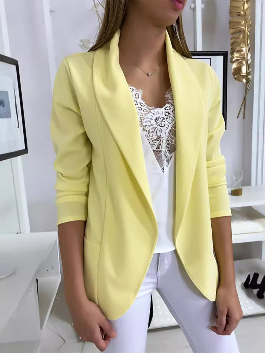 Damen Unifarben Regelmäßig Weit Blazer