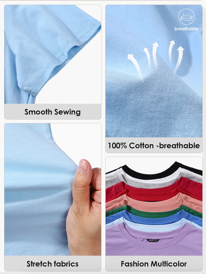 Lässig Textbriefe Rundhals Kurzarm T-Shirt