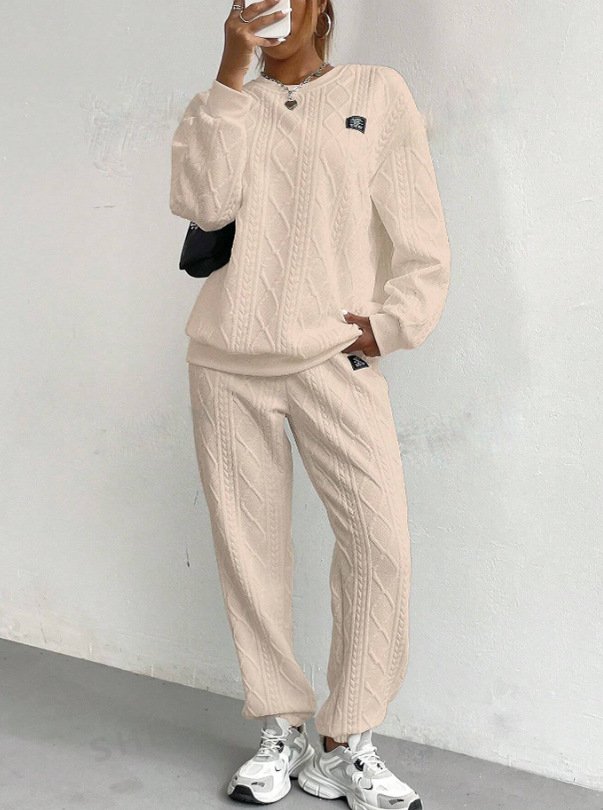 Damen Unifarben Zweiteiliges Set Täglich Langarm Lässig Frühling/Herbst Bluse mit Hose Matching Set
