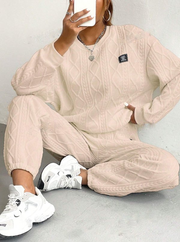 Damen Unifarben Zweiteiliges Set Täglich Langarm Lässig Frühling/Herbst Bluse mit Hose Matching Set