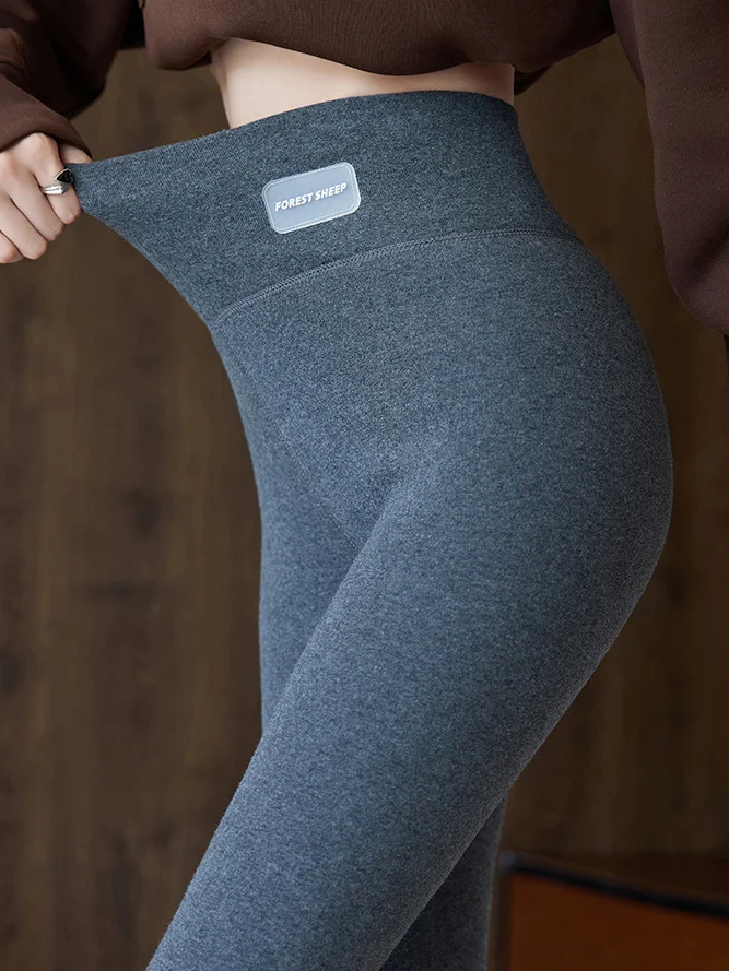 Lässig Unifarben Vlies Knöchelhose Leggings