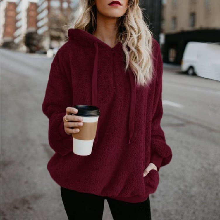 Lässig Kapuze Unifarben Sweatshirt Reißverschluss