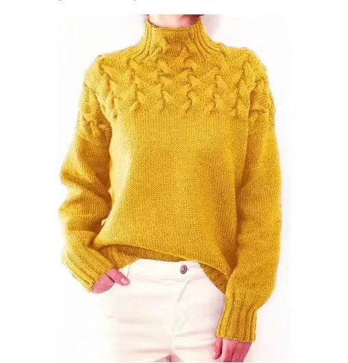 Damen Garn/Wollgarn Unifarben Dreiviertelärmel Bequem Lässig Pullover