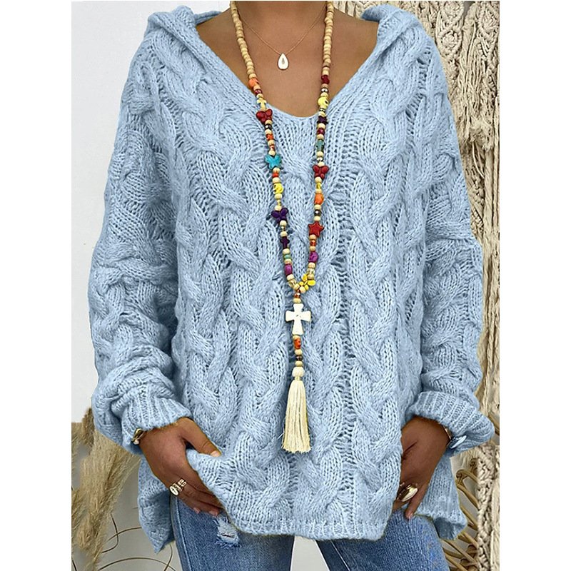 Damen Garn/Wollgarn Unifarben Dreiviertelärmel Bequem Lässig Pullover
