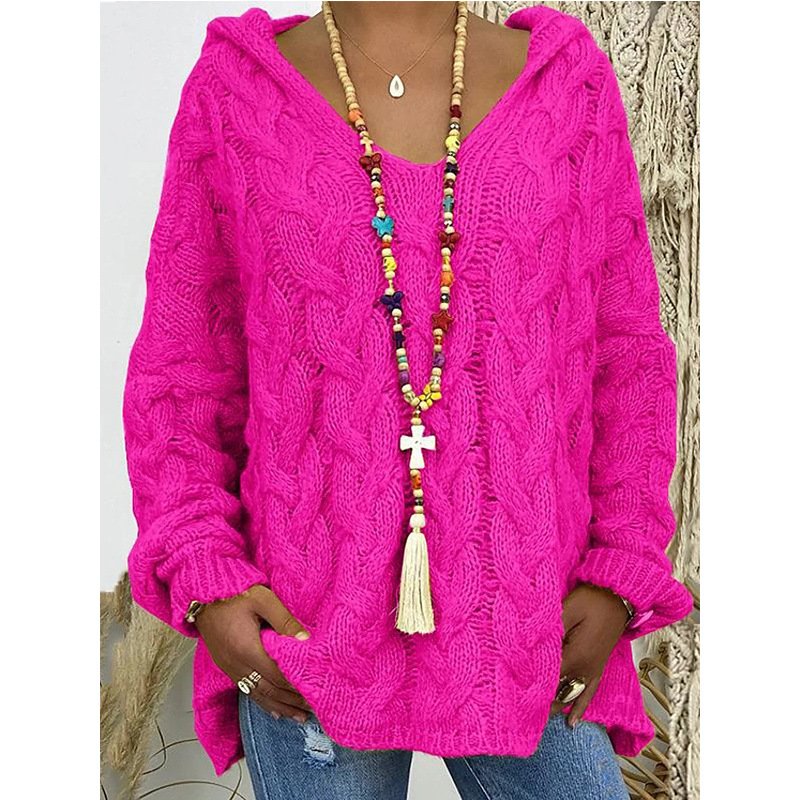 Damen Garn/Wollgarn Unifarben Dreiviertelärmel Bequem Lässig Pullover