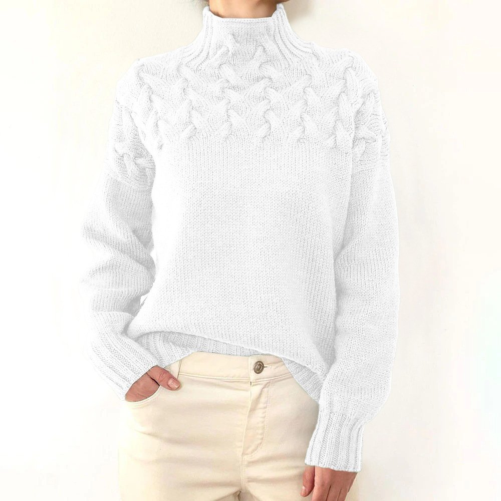 Damen Garn/Wollgarn Unifarben Dreiviertelärmel Bequem Lässig Pullover