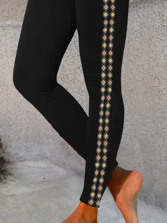 Retro Ethnisch Geometrie Lang Leggings