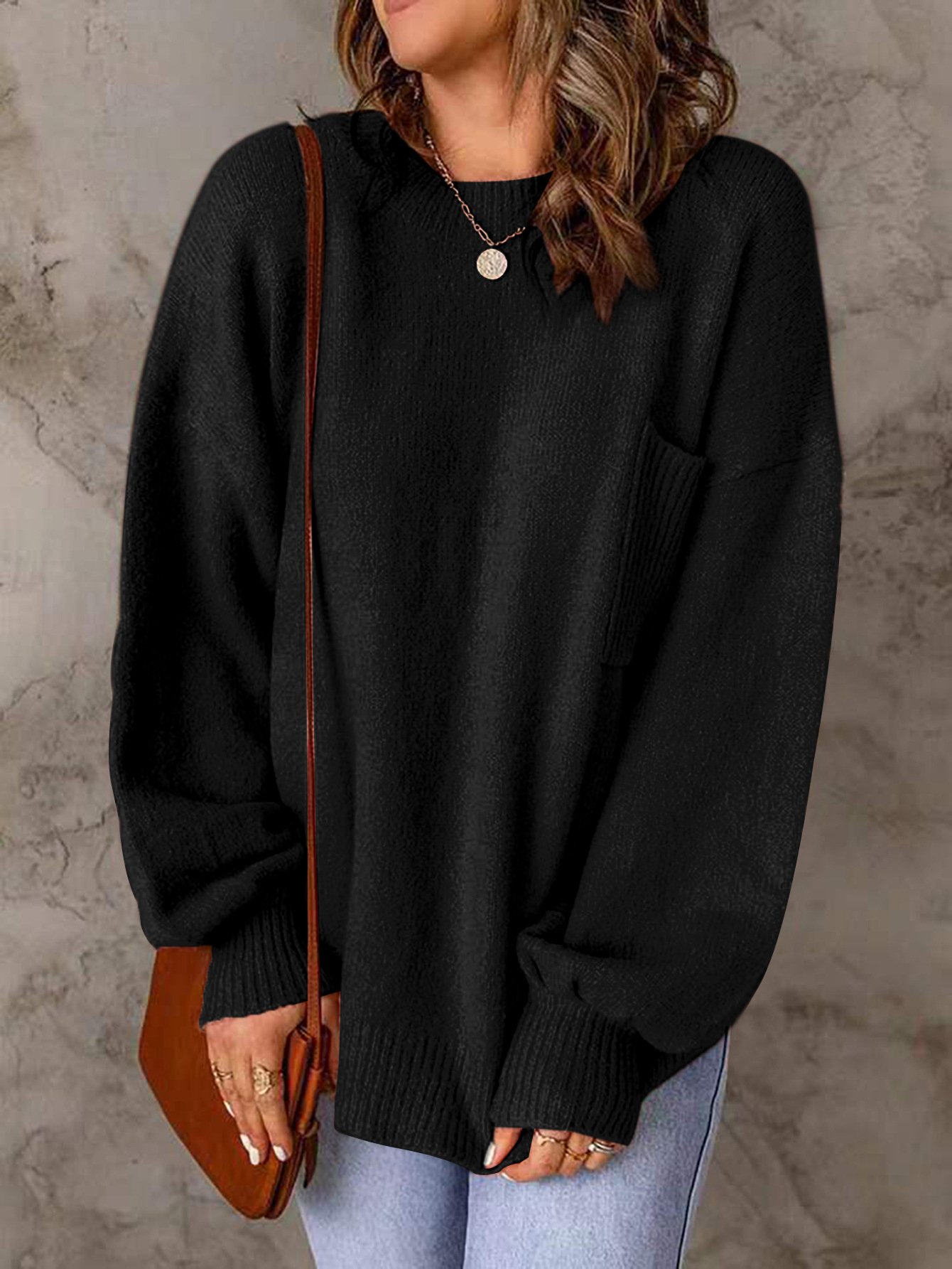 Damen Garn/Wollgarn Unifarben Langarm Bequem Lässig Pullover