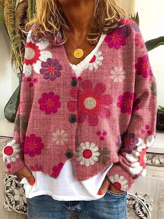 Damen Wolle/Stricken Ethnisch Langarm Bequem Lässig Strickjacke
