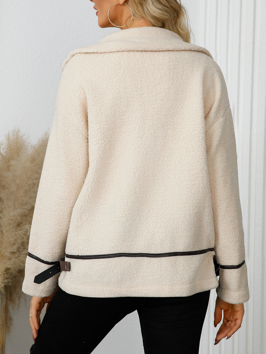 Damen Unifarben Regelmäßig Weit Jacke