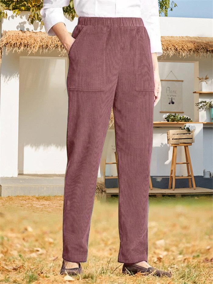 Lässig Unifarben Lang Hose