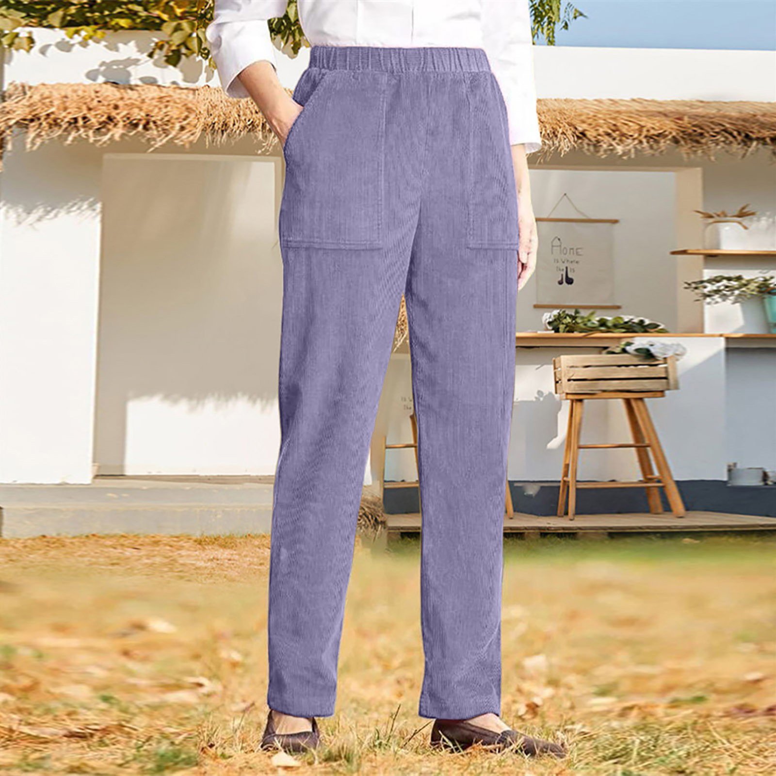 Lässig Unifarben Lang Hose