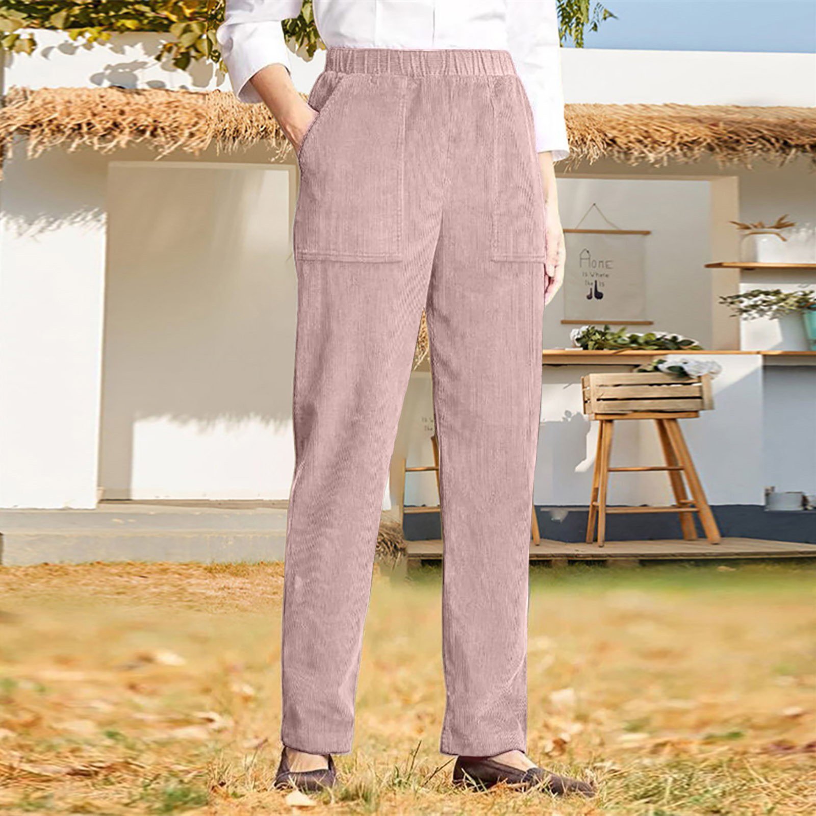 Lässig Unifarben Lang Hose