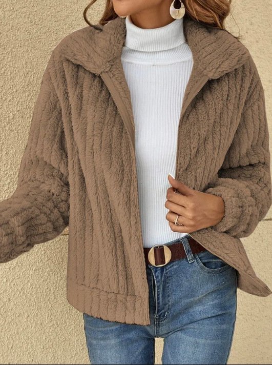 Damen Unifarben Regelmäßig Weit Jacke
