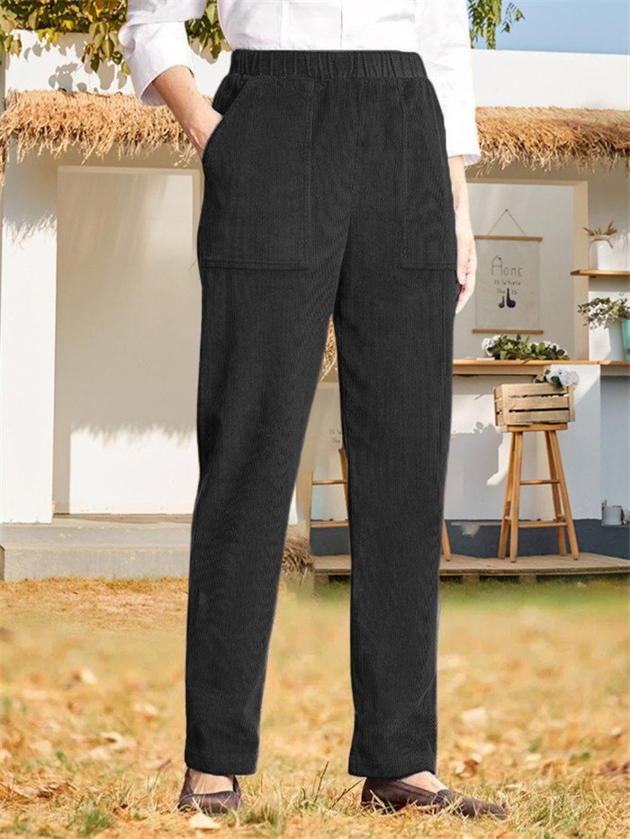 Lässig Unifarben Lang Hose