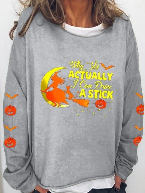 Lässig Rundhals Halloween Sweatshirt Reißverschluss