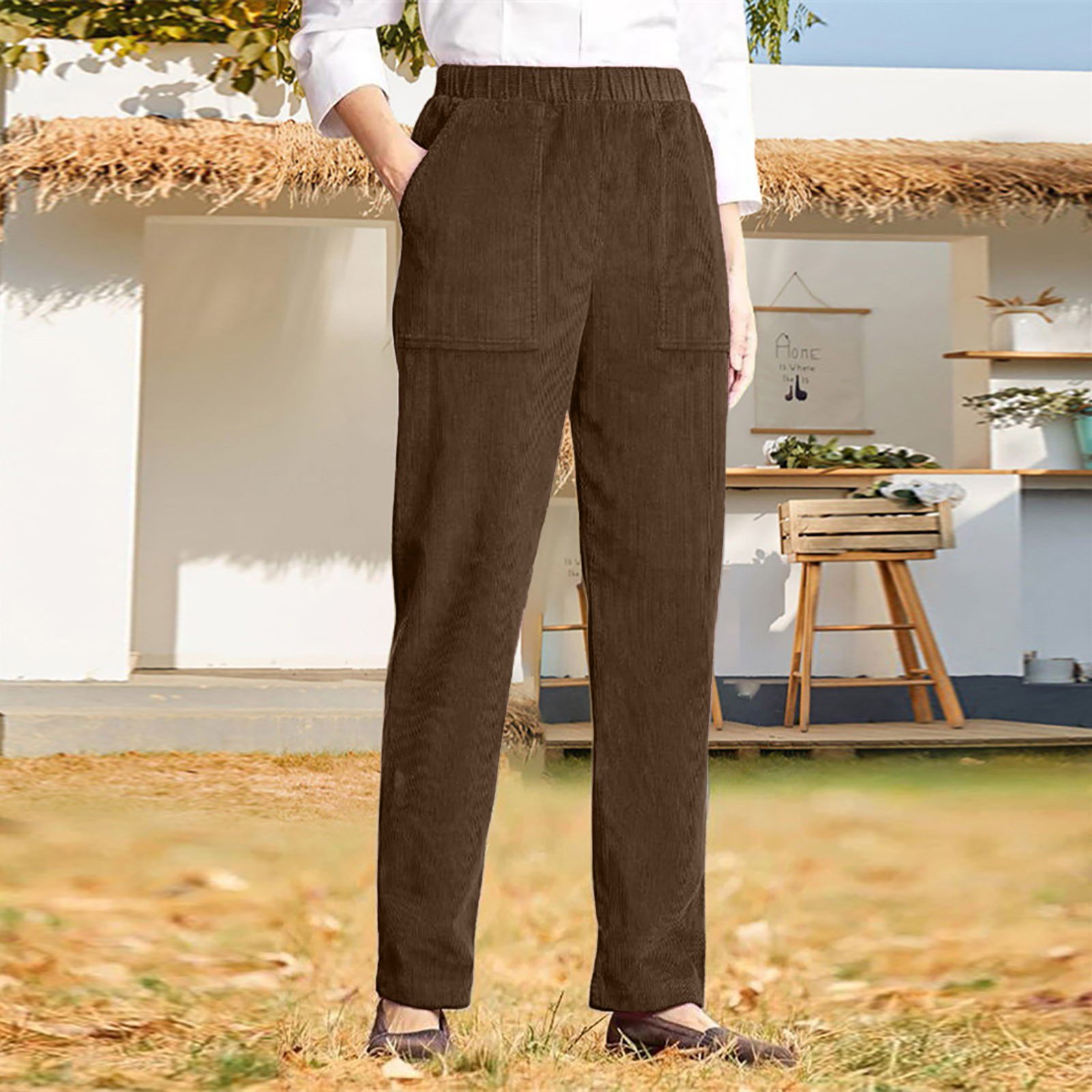 Lässig Unifarben Lang Hose