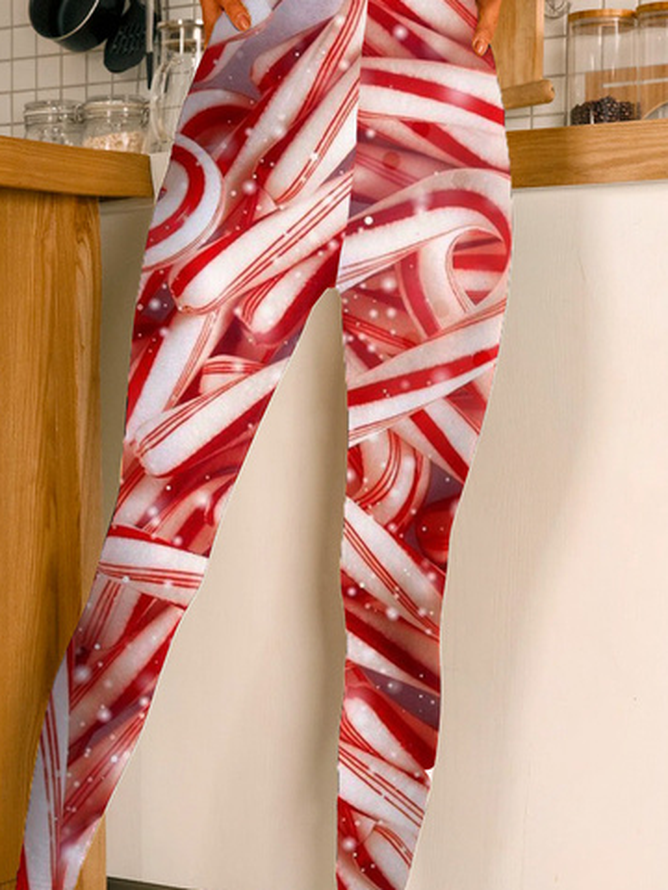 Lässig Weihnachten Süßigkeiten Lang Leggings